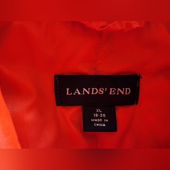 Lands' End Women's Bright Orange Puffer Vest - Picture 3 of 3